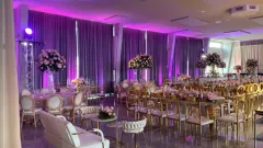 Event venue transformed with uplighting